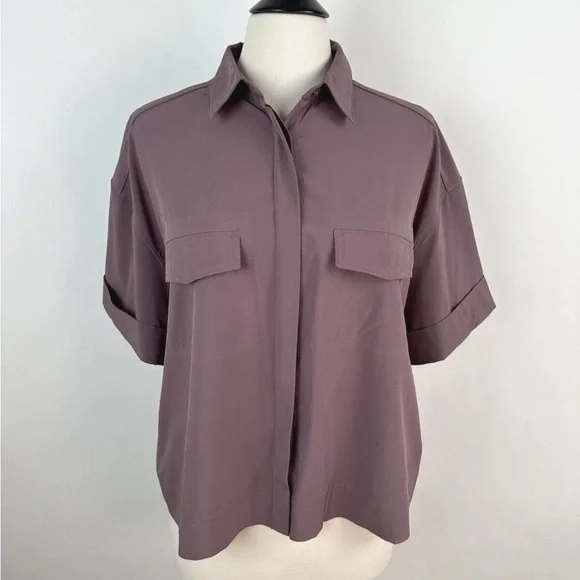 Athleta Women's Purple Button-Down Shirt - Picture 2 of 5